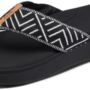 Reef Cushion Cloud TX Womens Flip Flop, Super Soft Molded Footbed, Arch Support, Black Geo, 10
