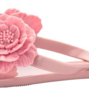 Melissa Harmonic Springtime Women's Flip Flops - Feminine & Trendy Jelly Flip Flops with Flower Applique, Slip On Summer Sandals for Women, Adult Jellies, Women's Jelly Shoes, Pink, 6