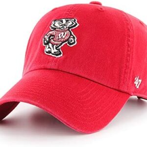 NCAA Wisconsin Badgers Mens '47 Clean Up Adjustable Hat'47 Clean Up Adjustable Hat, Team Color, One Size