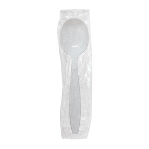 Karat [5.6" - 1000 pcs] White Individually Wrapped Plastic Heavy-Weight Disposable Soup Spoon, White (U3522W)