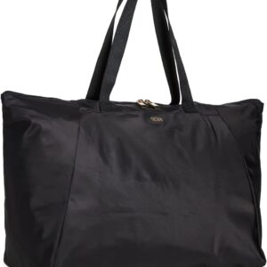 TUMI - Just In Case Tote - Foldable, Lightweight and Compact, Packable Travel Bag - Folds Into Included Pouch - Large, Black with Gold Hardware