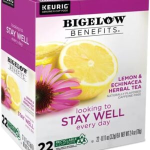 Bigelow Benefits Lemon & Echinacea Herbal Tea K-Cup Pods, 22 Count