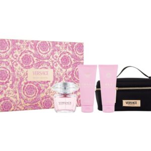 Versace Bright Crystal 4-Piece Set for Women, (3.0 Oz Eau De Toilette Spray + 3.4 Oz Body Lotion + 3.4 Oz Shower Gel + Bag)