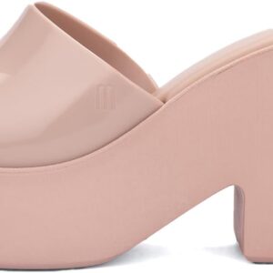 Melissa Posh Slip-On Platform Jelly Heels for Women - Cushioned, Stylish and Comfortable Chunky Platform Slip-On Mules with Jelly Upper and Open Toe Design, Vegan, Light Pink, 10