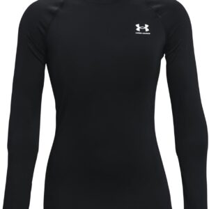 Under Armour Women's HeatGear Compression Long-Sleeve T-Shirt, Black (001)/White, Large