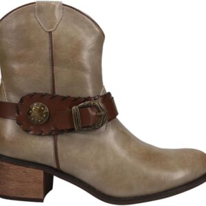 ROPER Womens Mae Round Toe Casual Boots Ankle Low Heel 1-2" - Beige - Size 6 B