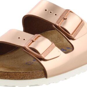 Birkenstock Women's Arizona Soft Footbed Sandals, Metallic Copper, 5 Medium US
