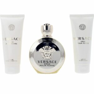 Versace Eros for Women - 4 Pc 3.4oz EDP Spray, 3.4oz Luxury Body Lotion, 3.4oz Luxury Shower Gel, Small Beauty Case