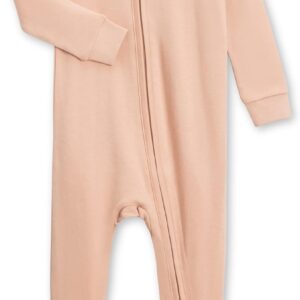 Colored Organics Baby Zip-Up Footed Sleeper with 2-Way Zipper - Newborn Organic Cotton Pajamas - Blush - 0-3M