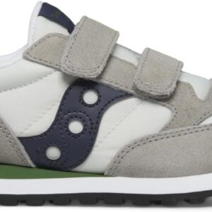 Saucony Jazz Double Hook and Loop Sneaker, Grey/Navy/Green, 13.5 US Unisex Little Kid