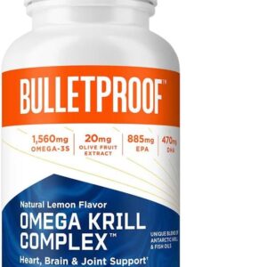 Bulletproof Lemon-Flavored Omega Krill Complex Softgels, 120 Count, Fish Oil Supplement for Brain and Heart Health