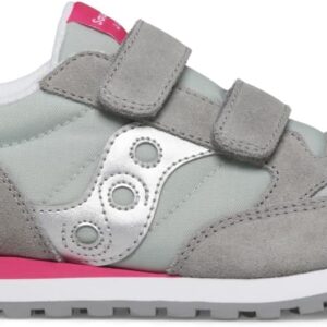 Saucony Jazz Double Hook and Loop Sneaker, Grey/Silver/Pink, 1 US Unisex Big Kid