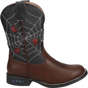 ROPER Kids Boys Spider Web Light Up Round Toe Casual Boots Mid Calf - Brown - Size 10 M