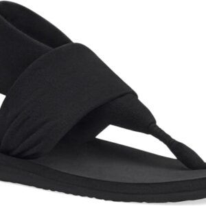 Sanuk Women's Yoga Sling | Sandals for Women | Yoga Sandals For Women | Memory Foam Footbed | Two-Way Stretch Upper, Black, 10