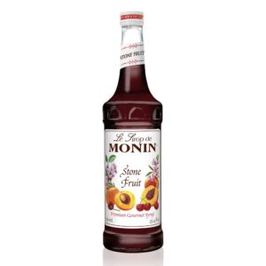 Monin - Stone Fruit Syrup, Sweet Flavor with Peach, Apricot, & Cherry Aroma, Great for Cocktails, Sodas, & Party Punches, Gluten-Free, Vegan, Non-GMO (750 ml)