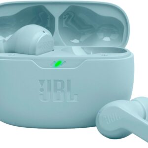 JBL Vibe Beam - True Wireless JBL Deep Bass Sound Earbuds, Bluetooth 5.2, Water & Dust Resistant, Hands-free call with VoiceAware, Up to 32 hours of battery life (Mint)