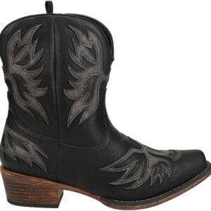 ROPER Womens Amelia Tooled Inlay Snip Toe Casual Boots Ankle Low Heel 1-2" - Black - Size 11 B