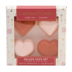 Crabtree & Evelyn Heart Shaped Soap Bar Set - EVELYN ROSE & ROSEWATER Scents - 3.5 oz each