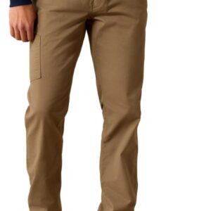 ARIAT Men's Rebar M4 Relaxed DuraStretch Made Tough Stackable Straight Leg Pant, Field Khaki