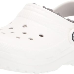 Crocs Kids Classic Lined Clogs for Toddlers - Synthetic Upper & Lining - Synthetic Outsole & Insole White/Grey 8 Toddler M