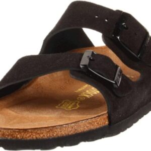 Birkenstock Arizona Soft Footbed Unisex Suede Sandal, Black Suede, 6-6.5 Women/4-4.5 Men