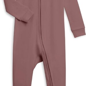 Colored Organics Baby Zip-Up Footed Sleeper with 2-Way Zipper - Newborn Organic Cotton Pajamas - Aster - Newborn