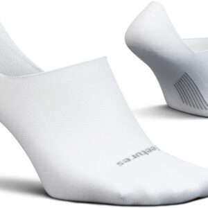 Feetures Elite Ultra Light Invisible Socks - Anti-Slip Sport Sock Liner with Targeted Compression - White, L (1 Pair)