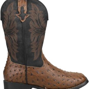 ROPER Kids Boys Jed Ostrich Square Toe Casual Boots Mid Calf - Brown - Size 5 M