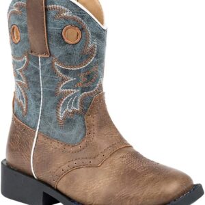 ROPER Toddler Boys Daniel Embroidery Square Toe Casual Boots Mid Calf - Blue, Brown - Size 5 M