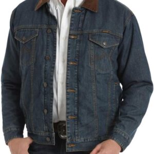 Wrangler mens Lined Concealed Carry Denim Jacket, Indigo, Large Tall US