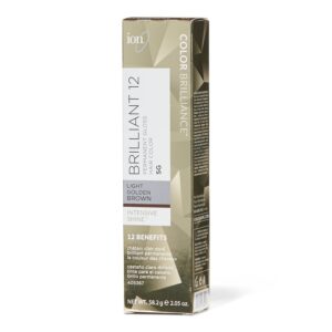 ion 5G Light Golden Brown Brilliant 12 Permanent Gloss Hair Color High Shine, AntiFade UV Protection, 100% Gray Coverage, PPD Free, 2.05 Oz
