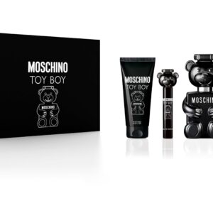 MOSCHINO Toy Boy 3 pcs Men's Perfume Gift Set - 3.4 Oz EDP Spray + 3.4 Oz Shower Gel + 10ml Mini EDP Travel Spray - HARD GIFT BOX SET