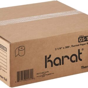 [2 1/4" x 200' - 50 Rolls] Karat BPA-Free Thermal Paper Rolls - Receipt Paper for POS, Credit Card & Cash Register - Clear & Fine Print