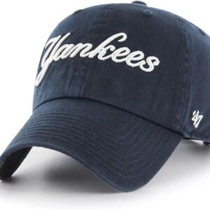 47 MLB Unisex-Adult Script Logo Clean Up Adjustable Hat Cap One Size (US, Alpha, One Size, New York Yankees Navy)