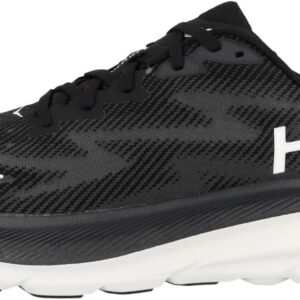 Hoka Men's Clifton 9 Sneaker, Black/White, 10