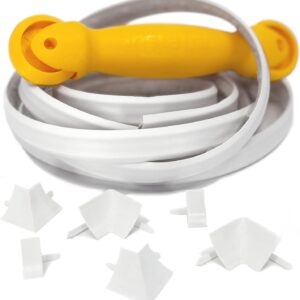 InstaTrim Flexible Self-Adhesive Trim Bundle with Applicator - Trim Caulking Kit with 10 ft White 1/2 in Wide Caulk Strip, 6 Corner and End Caps, and Applicator Tool, Water Resistant