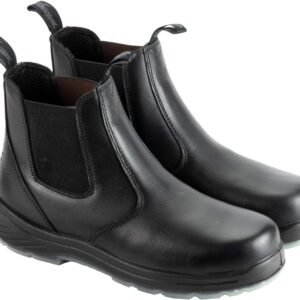 Thorogood 6” Slip On Station Boots for Men and Women - Soft Toe Leather with Quick Release, Slip-Resistant Outsole, and Translucent Non-Marking Bottom; EH Rated, Black - 10 M