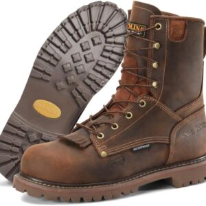 Carolina 28 Series 8" Composite Toe Waterproof Work Boots for Men - Cigar Leather Upper, AG7 Footbed, Removable Kiltie, EH-Rated, Brown - 8 4E
