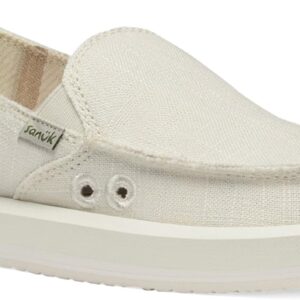 Sanuk Womens Donna Soft Top Hemp Loafers | Womens Shoes | Slip On Shoes for Women | Women's Slip-on Loafers | Memory Foam Footbed, White, 10