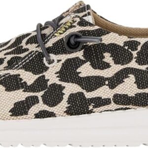 HEYDUDE Women's Wendy Leopard Sparkle Tan Size 5 | Women's Shoes | Women's Slip On Loafers | Comfortable & Light-Weight