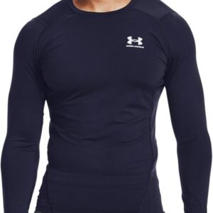 Under Armour Men's Armour HeatGear Compression Long-Sleeve T-Shirt , Midnight Navy (410)/White, Large