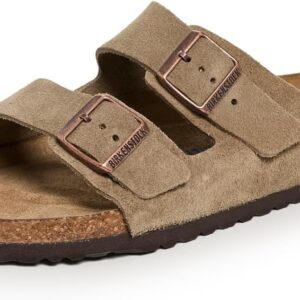 Birkenstock Men's Soft Arizona Suede Sandals, Taupe, Tan, 12 Medium US