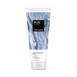 IGK Hair Gloss Toner & Color Depositing Mask | Blue Gray Semi-Permanent | Vegan + Cruelty Free | Peek A Blue