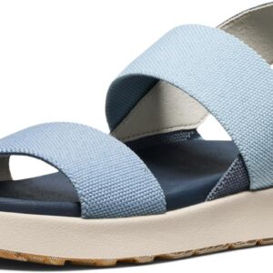 KEEN Women's Elle Backstrap Casual Platform Open Toe Wedge Sandals, Faded Denim/Skyway, 9