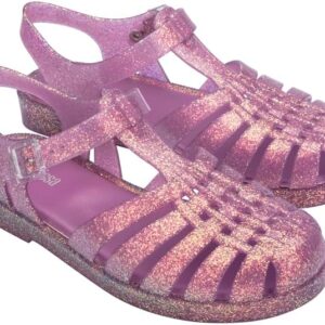 Melissa Possession Jelly Sandal for Women - The Original Jelly Shoe, Fisherman's Sandal with Adjustable Strap and Side Buckle, Glitter Lilac, 5