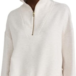 Varley Women's Hawley Half Zip Sweater, Ivory Marl, Off White, L