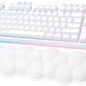 Logitech G715 Wireless Mechanical Gaming Keyboard with LIGHTSYNC RGB, LIGHTSPEED, Clicky Switches (GX Blue), and Keyboard Palm Rest, PC/Mac Compatible - White Mist