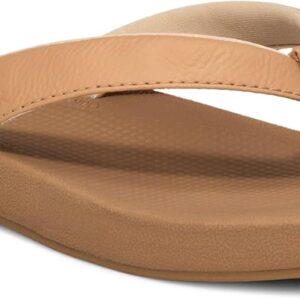 Sanuk Womens Cosmic Shores | Water Resistant Flip Flops for Women | EVA Footbed With Arch Support | Women's Beach Sandals, Tan, 5