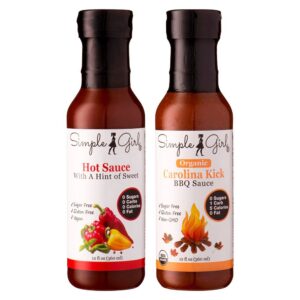 Simple Girl Carolina Kick Sugar Free BBQ Sauce and Hot Sauce (2 Pack)(low Carb, Gluten Free, Diet Friendly)