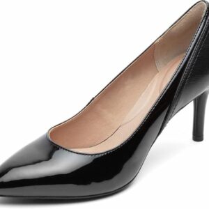 Rockport Women's Total Motion 75mm Pointed Toe Pump, Black Patent, 9